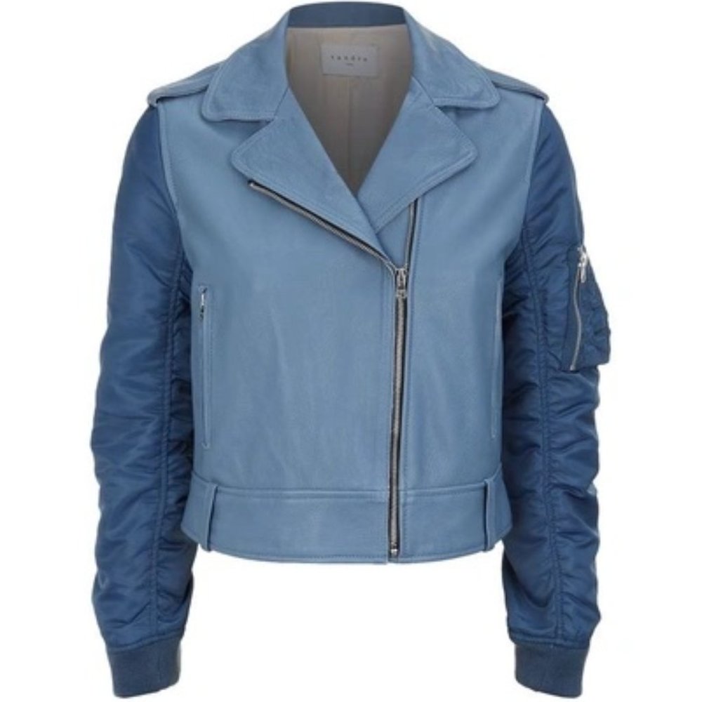 Sandro Paris Blue Leather Jacket